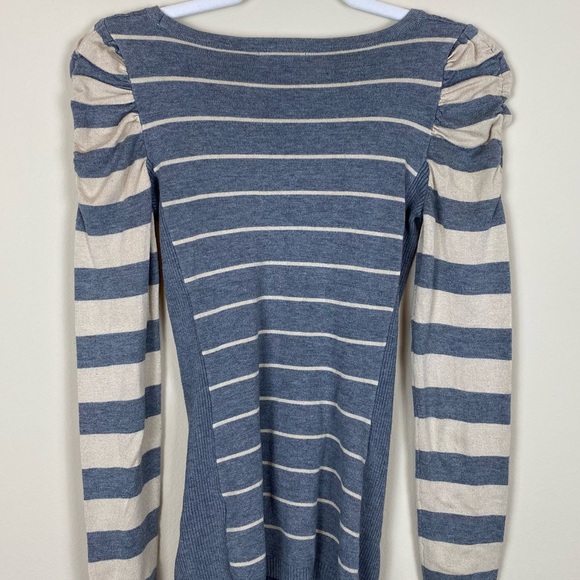 Metaphor Size Small Gray & Tan Striped Long Sleeve Scoop Neck Knit Maternity Top - Picture 5 of 10